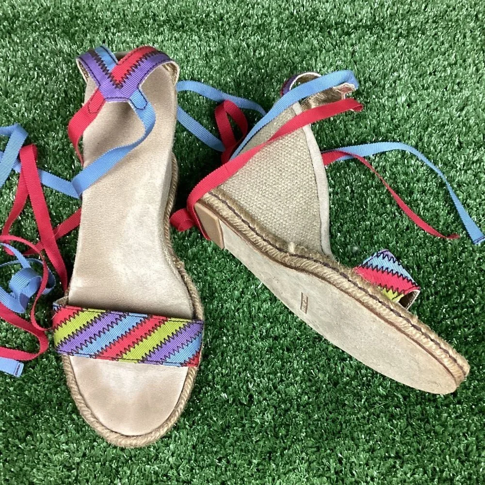 MARC JACOBS Platform Wedge Espadrille Ankle Strap Sandals 40